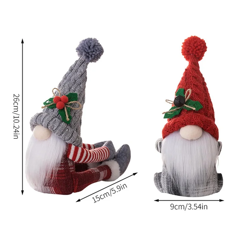 Christmas Curtain Tie Knitted Hat Faceless Gnome 3D Doll Curtain Buckle Xmas Tree Decoration Gift - Red