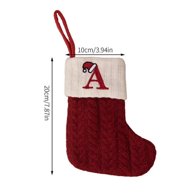 Christmas Socks English Letter Knitting Stocking Decoration Xmas Tree Ornament - A