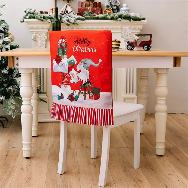 Christmas Pattern Dining Chair Slipcover Cloth Sleeve Chair Back Cover Protector for Home Dining Room - Stripe