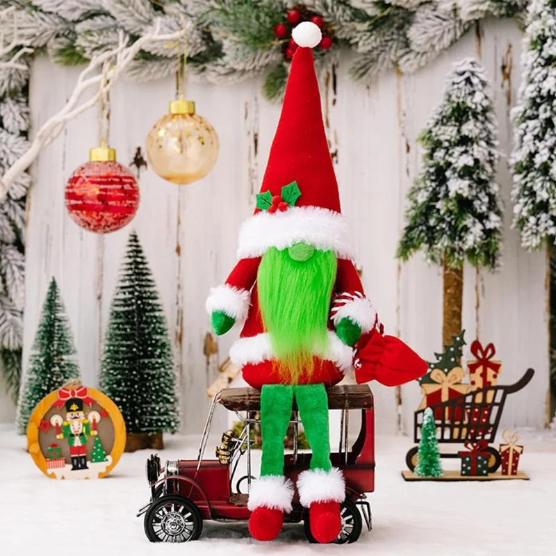 Desktop Christmas Faceless Doll Polyester + Cloth Gnome Toy Handmade Xmas New Year Gift Home Decoration - Green