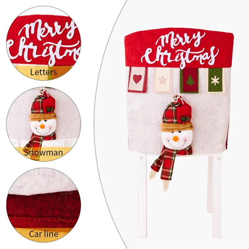 Cute Cartoon Decor Christmas Dining Chair Slipcover Cloth Sleeve Chair Back Cover Protector for Home Dining Room - Santa
