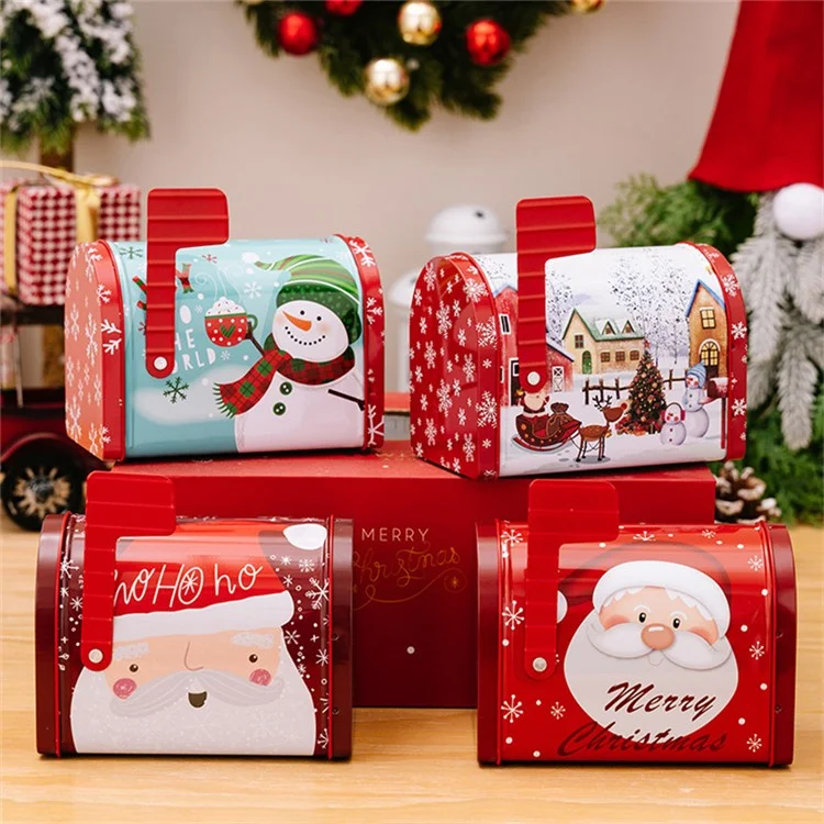Boîte à bonbons de Noël en fer forgé Boîte cadeau pour mariage Fête d'anniversaire Faveurs - Bonhomme de neige