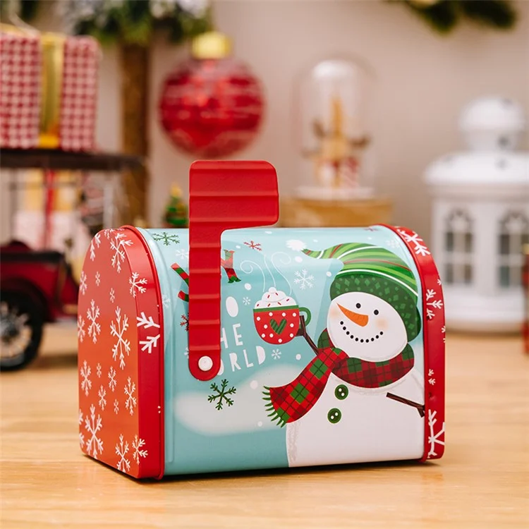 Boîte à bonbons de Noël en fer forgé Boîte cadeau pour mariage Fête d'anniversaire Faveurs - Bonhomme de neige