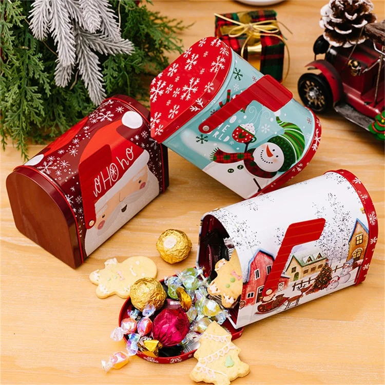 Boîte à bonbons de Noël en fer forgé Boîte cadeau pour mariage Fête d'anniversaire Faveurs - Bonhomme de neige