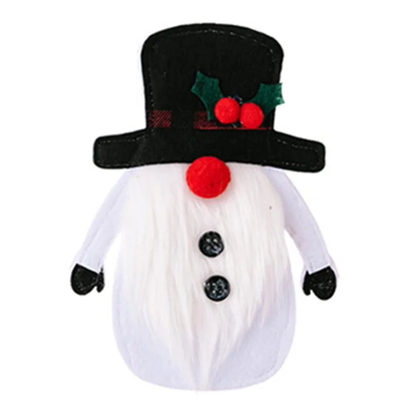 Christmas Gnome Fork Knife Cover Cutlery Cloth Pouch Dining Table Decoration Gift - Snowman