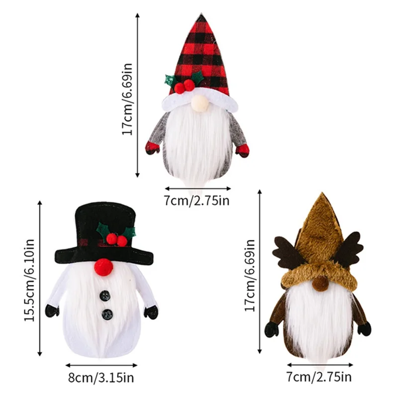 Christmas Gnome Fork Knife Cover Cutlery Cloth Pouch Dining Table Decoration Gift - Snowman