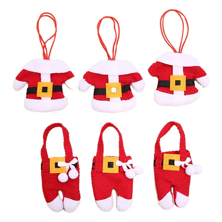 3 Sets Knife Fork Holder Bag Clothes Shape Non-woven Fabric Xmas Cutlery Pouch Table Decoration