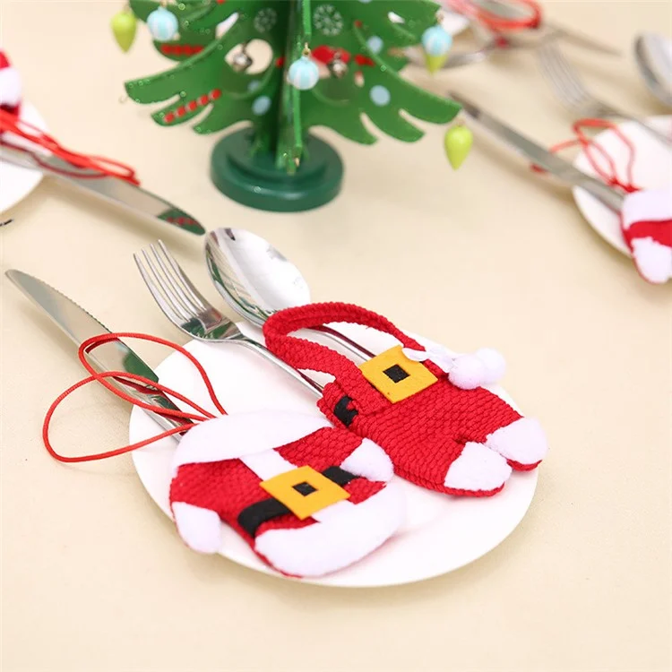 3 Sets Knife Fork Holder Bag Clothes Shape Non-woven Fabric Xmas Cutlery Pouch Table Decoration