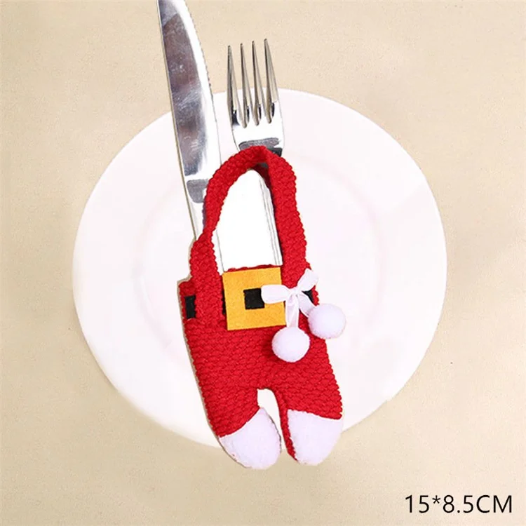 3 Sets Knife Fork Holder Bag Clothes Shape Non-woven Fabric Xmas Cutlery Pouch Table Decoration