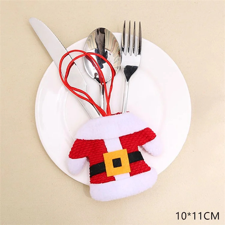 3 Sets Knife Fork Holder Bag Clothes Shape Non-woven Fabric Xmas Cutlery Pouch Table Decoration