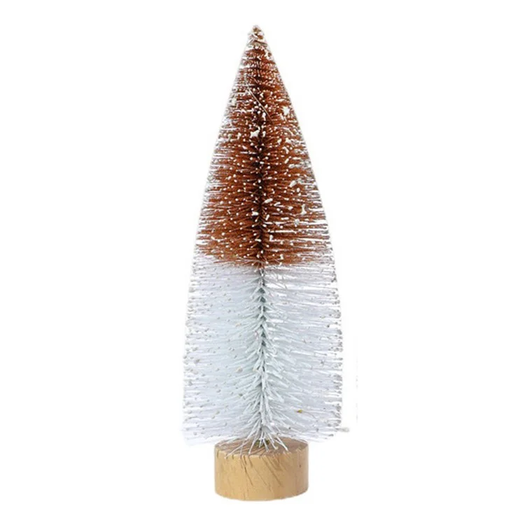 25cm LED Light Tabletop Christmas Tree Miniature Artificial Desk Xmas Tree with Wooden Base, Size M - Orange+White
