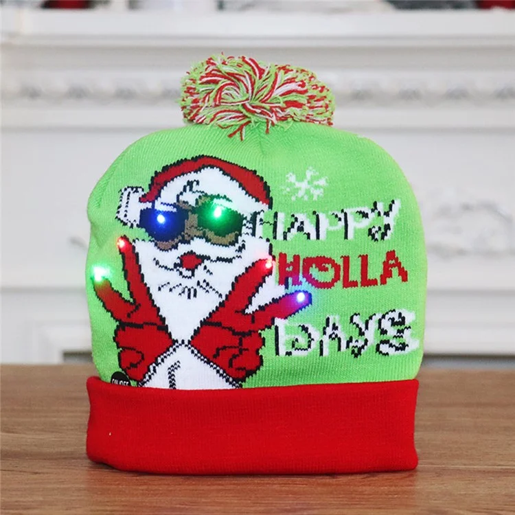 3-Modi LED-Licht Weihnachts-Mützen Mütze Weihnachtsmann-Mütze mit Lichteffekt für Kinder, Erwachsene - Sonnenbrille Santa