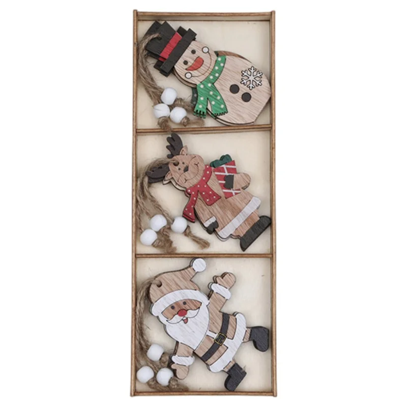 9Pcs Christmas Wooden Hanging Ornament Set Christmas Tree Decoration Crafts for Christmas Tree Home Party - Dolls Style
