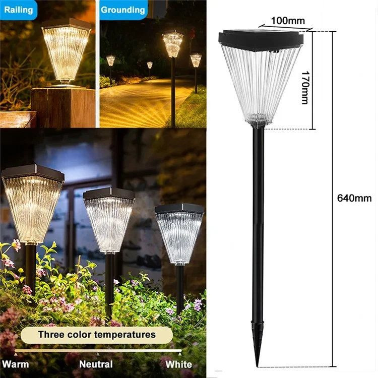 Lampe de jardin LED solaire DS023 Patio Yard Lawn Light avec 3 températures de couleur