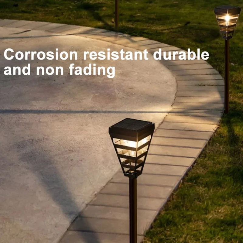 DS026 3000K Solar Lawn Light Waterproof 200LM Garden LED Stake Lamp for Home Patio Yard (Warm Light)