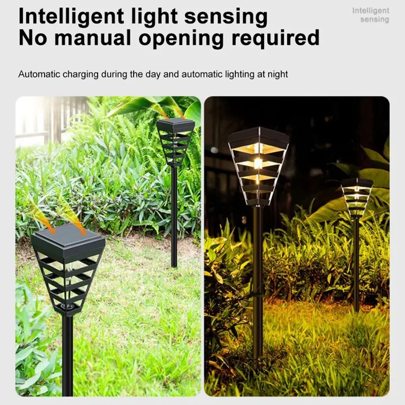 DS026 3000K Solar Lawn Light Waterproof 200LM Garden LED Stake Lamp for Home Patio Yard (Warm Light)
