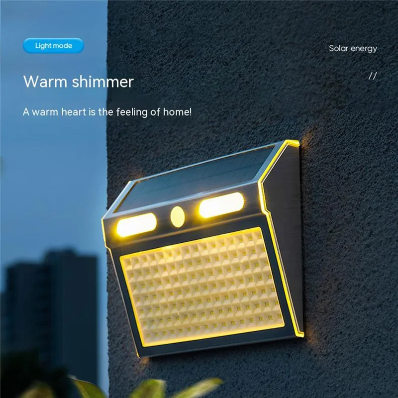 DS138 Solar Power Lights Indoor Outdoor IP65 Waterproof Lighting Lamp Wall-Mounted Light - Warm Light