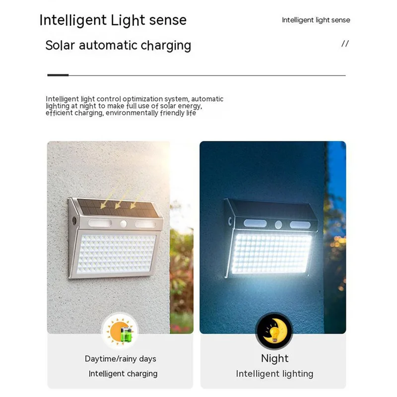 DS138 Solar Power Lights Indoor Outdoor IP65 Waterproof Lighting Lamp Wall-Mounted Light - Warm Light