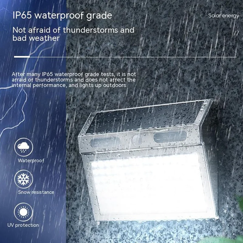 DS138 Solar Power Lights Indoor Outdoor IP65 Waterproof Lighting Lamp Wall-Mounted Light - White Light