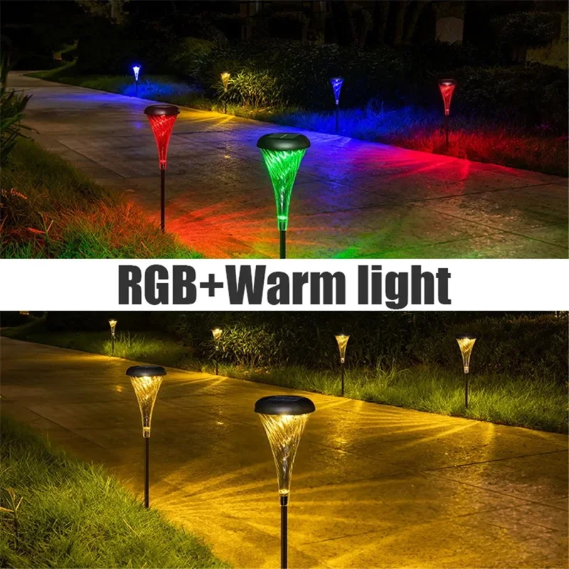 DS003 1Pc Trumpet Flower Shape Ground Plug Lamp Garden Grass Waterproof Courtyard Lawn Solar Light