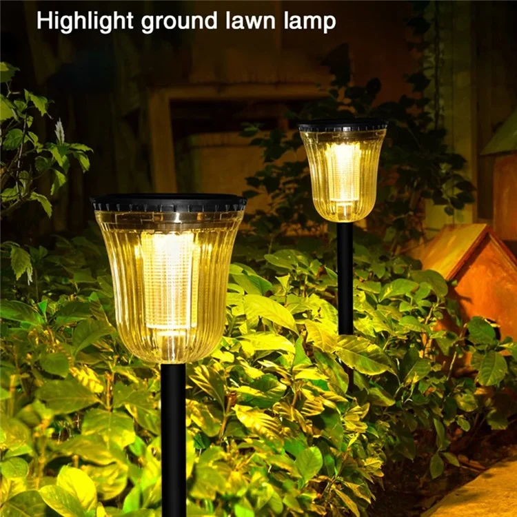 DS701 Lampe de Jardin à Énergie Solaire LED Patio Pelouse Lumière avec Lumière Blanche + Lumière Chaude