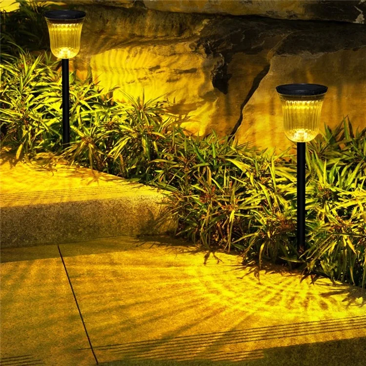 DS701 Lampe de Jardin à Énergie Solaire LED Patio Pelouse Lumière avec Lumière Blanche + Lumière Chaude