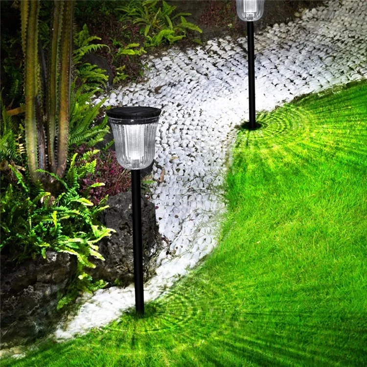 DS701 Lampe de Jardin à Énergie Solaire LED Patio Pelouse Lumière avec Lumière Blanche + Lumière Chaude