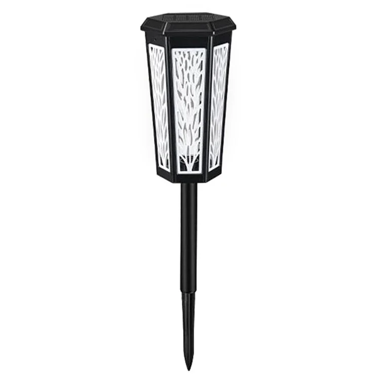DS019 Hexagonal Leaf Hollow-Out Home Yard Lawn Light Solar Powered Stake LED Lamp with Warm Light+RGB