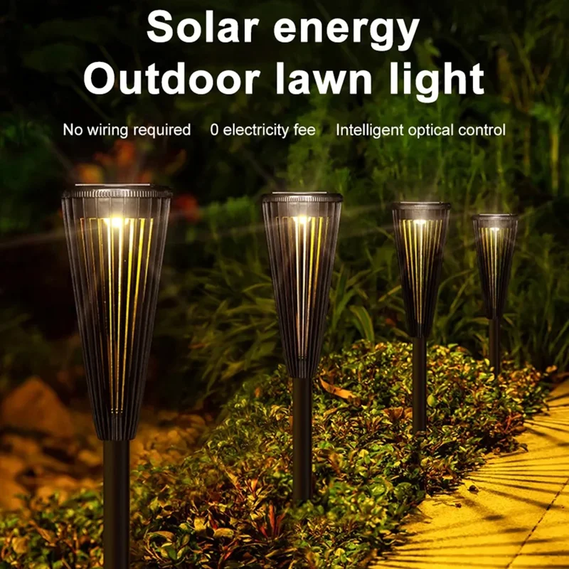 DS129 2Pcs Outdoor Solar Light Waterproof Lawn Lamp Courtyard Garden Decoration - Black