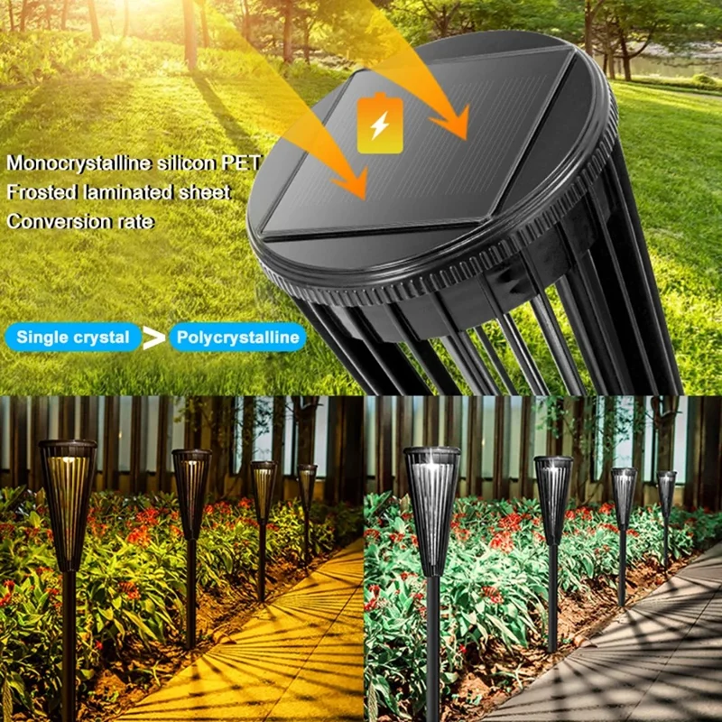 DS129 2Pcs Outdoor Solar Light Waterproof Lawn Lamp Courtyard Garden Decoration - Black