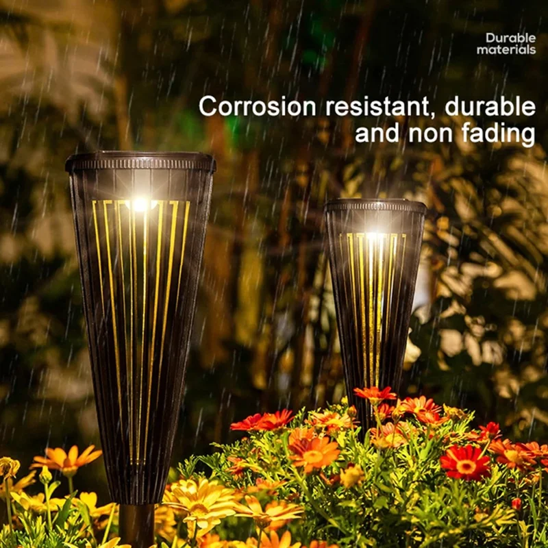 DS129 2Pcs Outdoor Solar Light Waterproof Lawn Lamp Courtyard Garden Decoration - Black