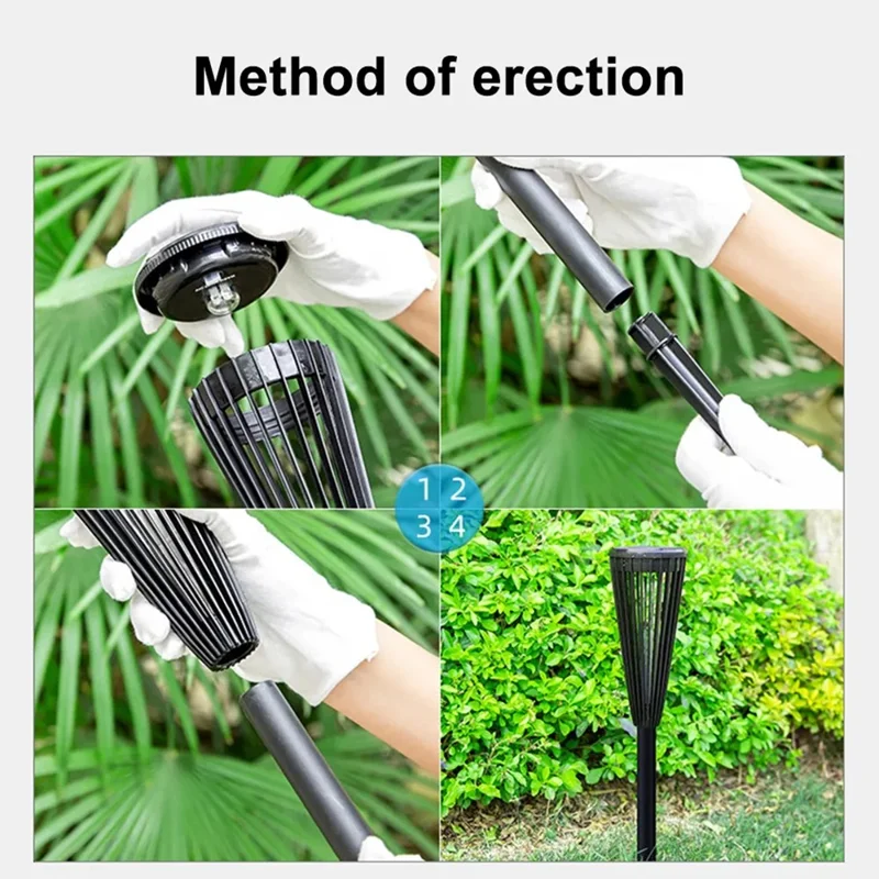 DS129 2Pcs Outdoor Solar Light Waterproof Lawn Lamp Courtyard Garden Decoration - Black