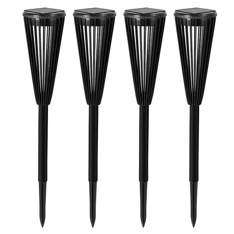 DS129 4Pcs Solar Powered Outdoor Garden Light Waterproof Lawn Lamp Courtyard Decoration - Black
