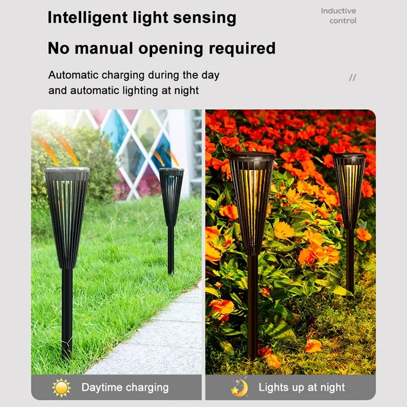 DS129 4Pcs Solar Powered Outdoor Garden Light Waterproof Lawn Lamp Courtyard Decoration - Black