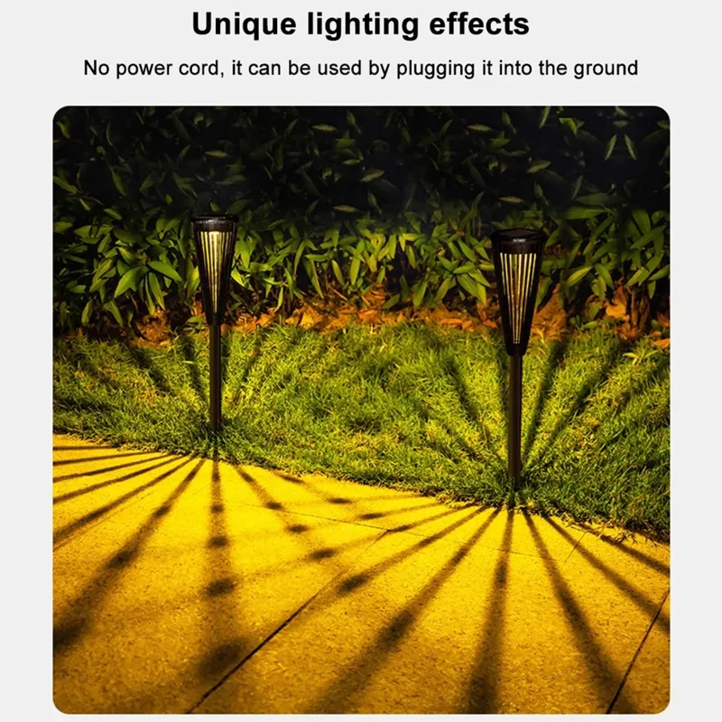 DS129 4Pcs Solar Powered Outdoor Garden Light Waterproof Lawn Lamp Courtyard Decoration - Black