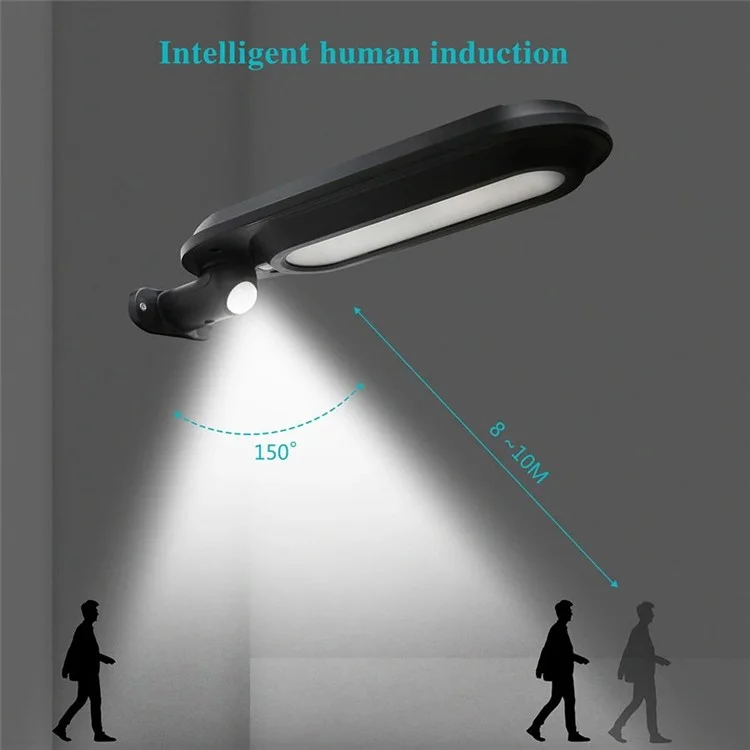 DS018 Solar Powered LED Motion Sensor Outdoor Wall Light Home Fence Garden Illuminating Lamp - White Light / Black