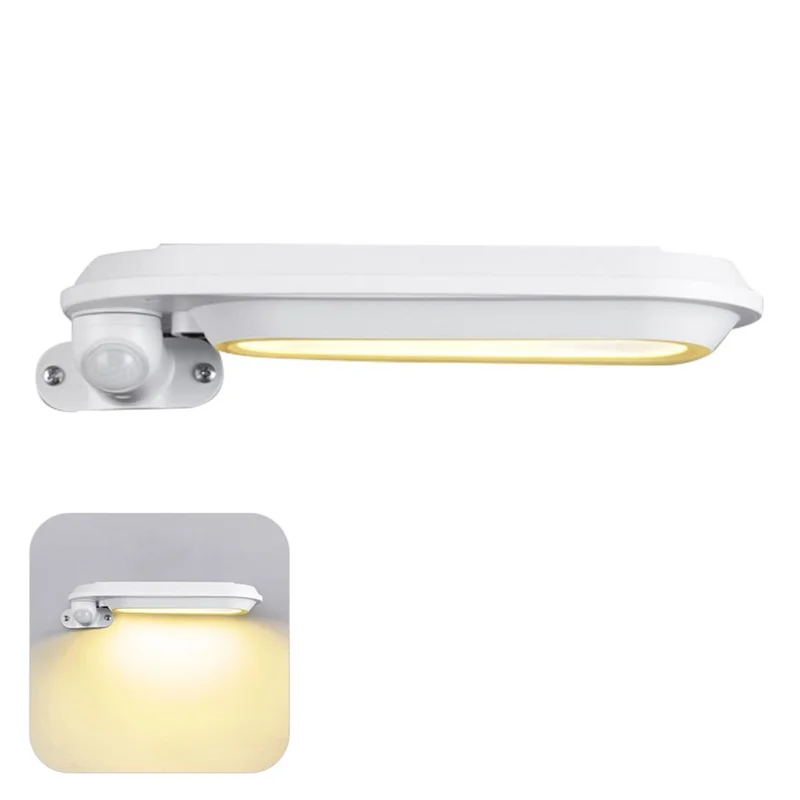 DS018 Solar Powered LED Motion Sensor Outdoor Wall Light Home Fence Garden Illuminating Lamp - Warm Light / White