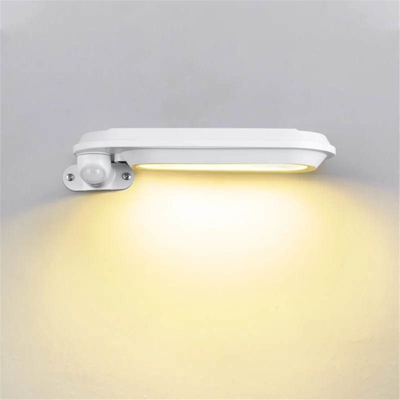 DS018 Solar Powered LED Motion Sensor Outdoor Wall Light Home Fence Garden Illuminating Lamp - Warm Light / White