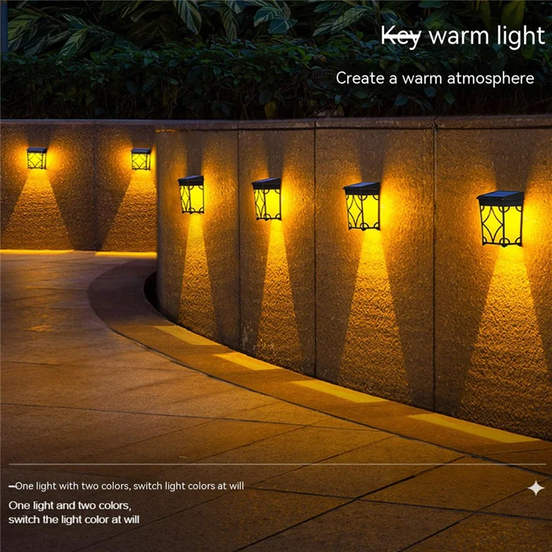 DS601 Retro Style Home Yard Porch Lamp LED Solar Powered Wall Hanging Light with RGB + Warm Light