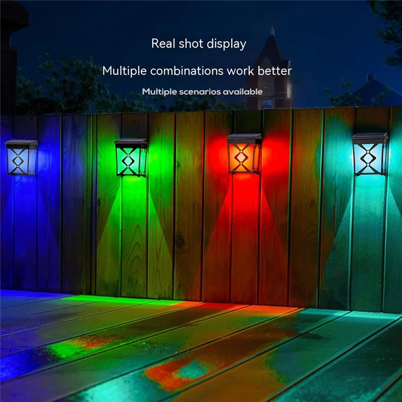 DS601 Retro Style Home Yard Porch Lamp LED Solar Powered Wall Hanging Light with RGB + Warm Light