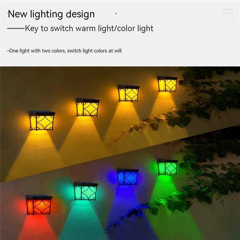 DS601 Retro Style Home Yard Porch Lamp LED Solar Powered Wall Hanging Light with RGB + Warm Light