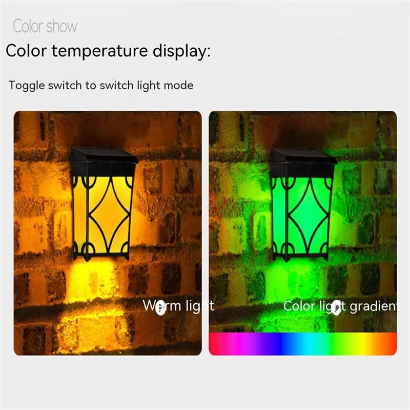 DS601 Retro Style Home Yard Porch Lamp LED Solar Powered Wall Hanging Light with RGB + Warm Light