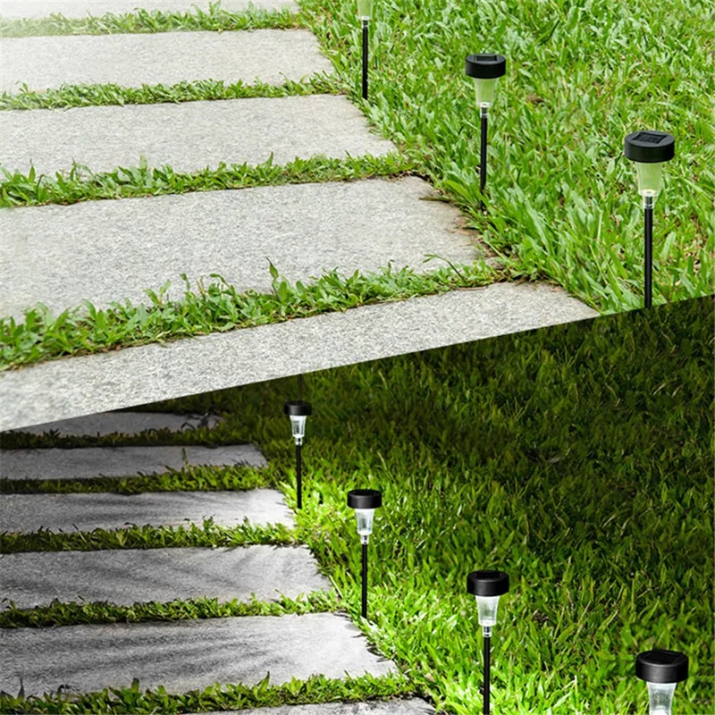 DS001 4PCS Solar Powered Home Lawn LED Lamp Waterproof Garden Decoration Light with Stake - Luz Branca