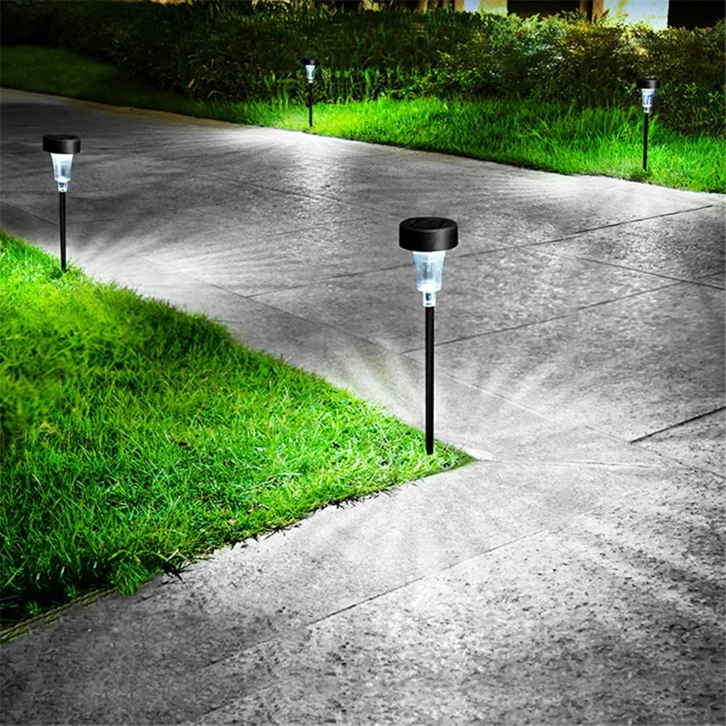 DS001 4PCS Solar Powered Home Lawn LED Lamp Waterproof Garden Decoration Light with Stake - Luz Branca
