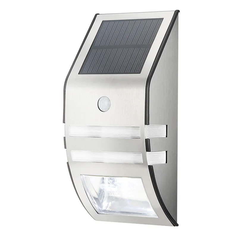 DS-SL2 Trapezoidal Solar Wall Light Waterproof PIR Motion Sensor Garden LED Light - Silver Shell / White Light