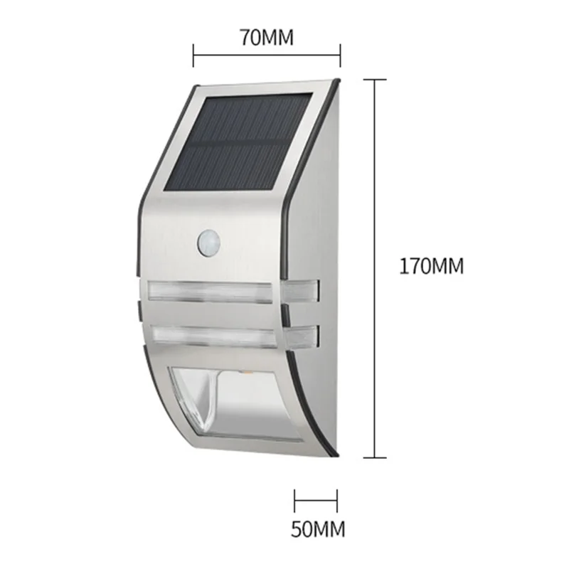 DS-SL2 Trapezoidal Solar Wall Light Waterproof PIR Motion Sensor Garden LED Light - Silver Shell / White Light