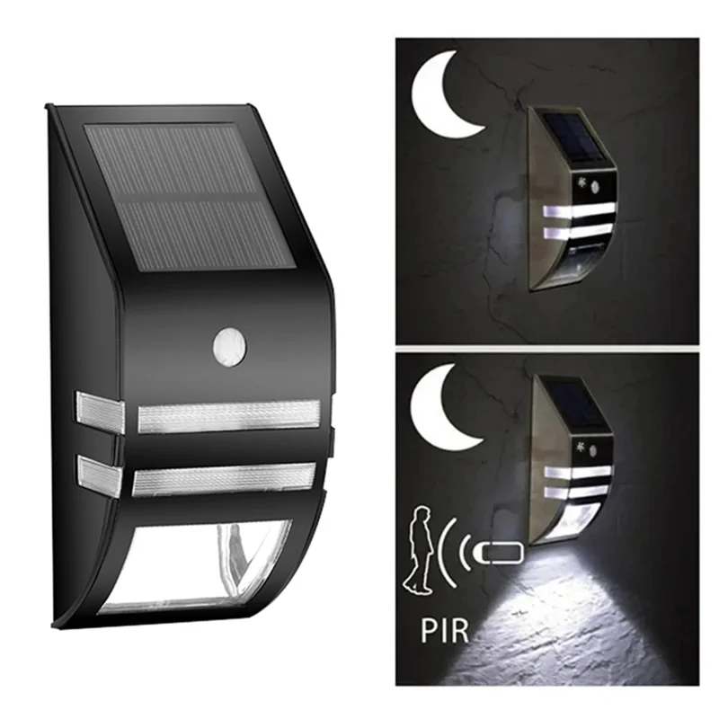 DS-SL2 Trapezoidal Solar Wall Light Waterproof PIR Motion Sensor Garden LED Light - Silver Shell / White Light