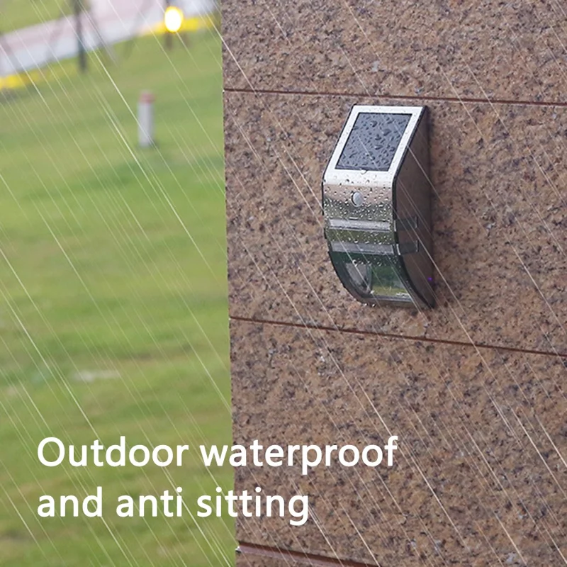 DS-SL2 Trapezoidal Solar Wall Light Waterproof PIR Motion Sensor Garden LED Light - Silver Shell / White Light