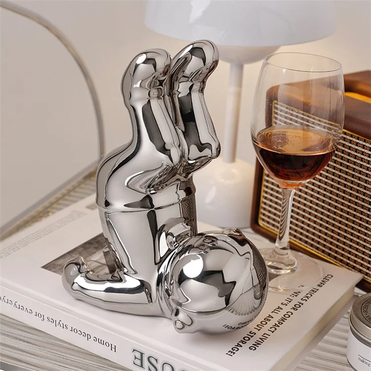 BHM Astronaut Design Wine Glass Rack Ceramics Wine Cup Holder Home Decor Housewarming Gift - Silver+White / Style A