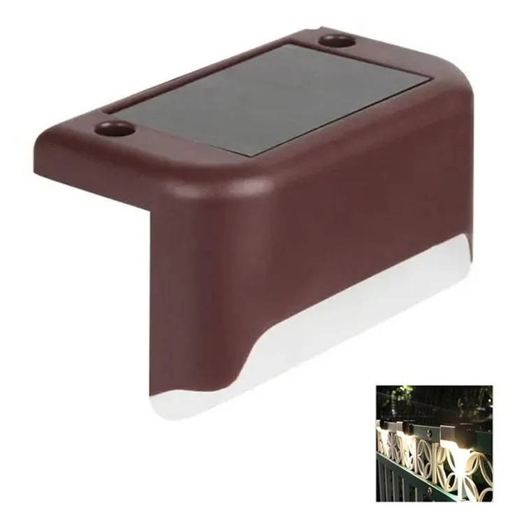 JL-99 Outdoor Solar Power Hedge Lights Railing Lights Staircase Decorative Lights - Brown / Warm Light